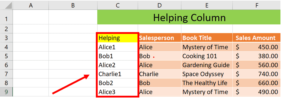 How to create a column in Excel using VLOOKUP.