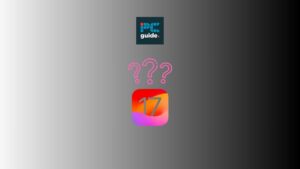Apple iOS 17.4 release date speculation. Image shows the iOS 17 logo underneath three pink question marks on a grey gradient background.