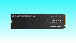 A black WD_BLACK 2TB NVMe Gaming SSD card with a blue background.