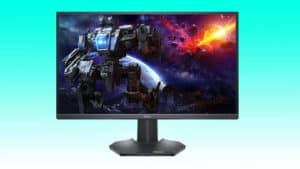The Dell G2724D gaming monitor featuring a captivating image of a robot.