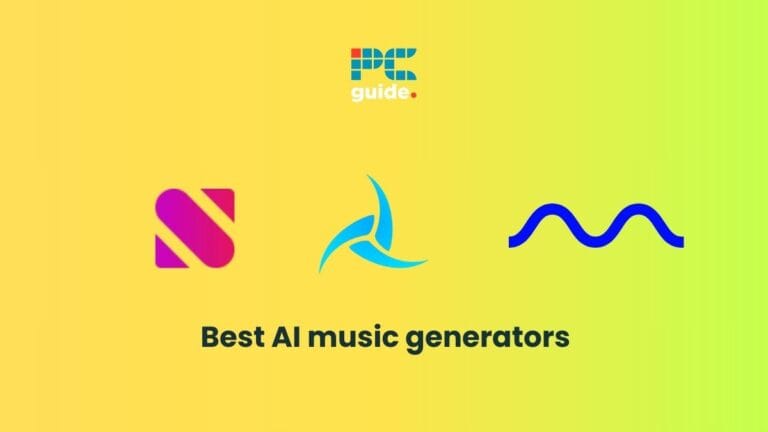 A group of logos featuring the best AI music generator on a vibrant yellow background.