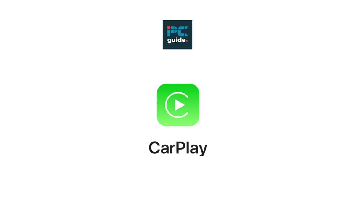 A CarPlay logo on a white background, compatible with iOS 17.4.