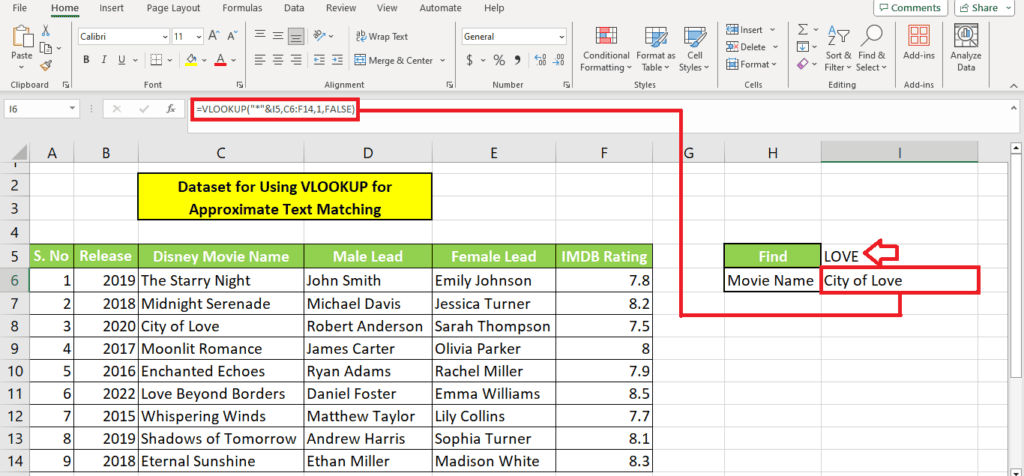 Learn how to create a spreadsheet in Excel, including utilizing the VLOOKUP function for an approximate text match.