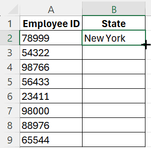 This example demonstrates how to use VLOOKUP to find the New York state employee ID in an Excel spreadsheet.