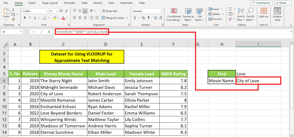 Learn how to create a spreadsheet in Excel and use VLOOKUP for an approximate text match.