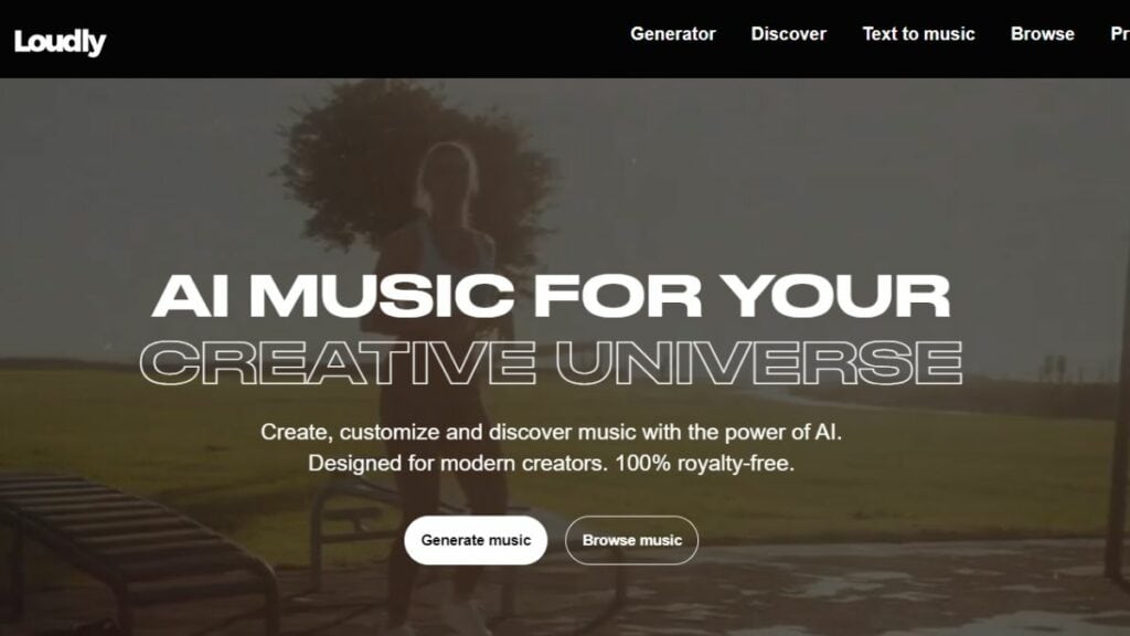 A screenshot of the best AI music generator website.