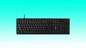 CORSAIR K70 Mechanical Gaming Keyboard with customizable RGB lighting.