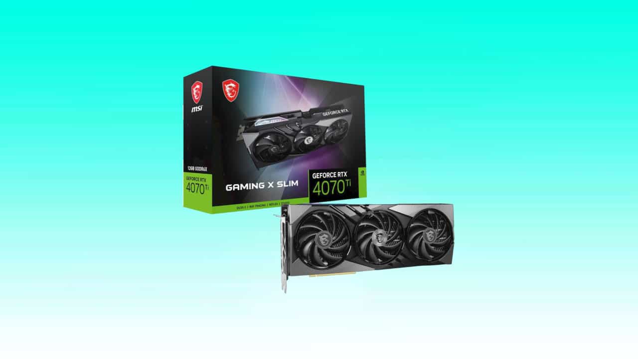MSI Gaming GeForce RTX 4070 Ti 12GB GDRR6X graphics card with packaging.