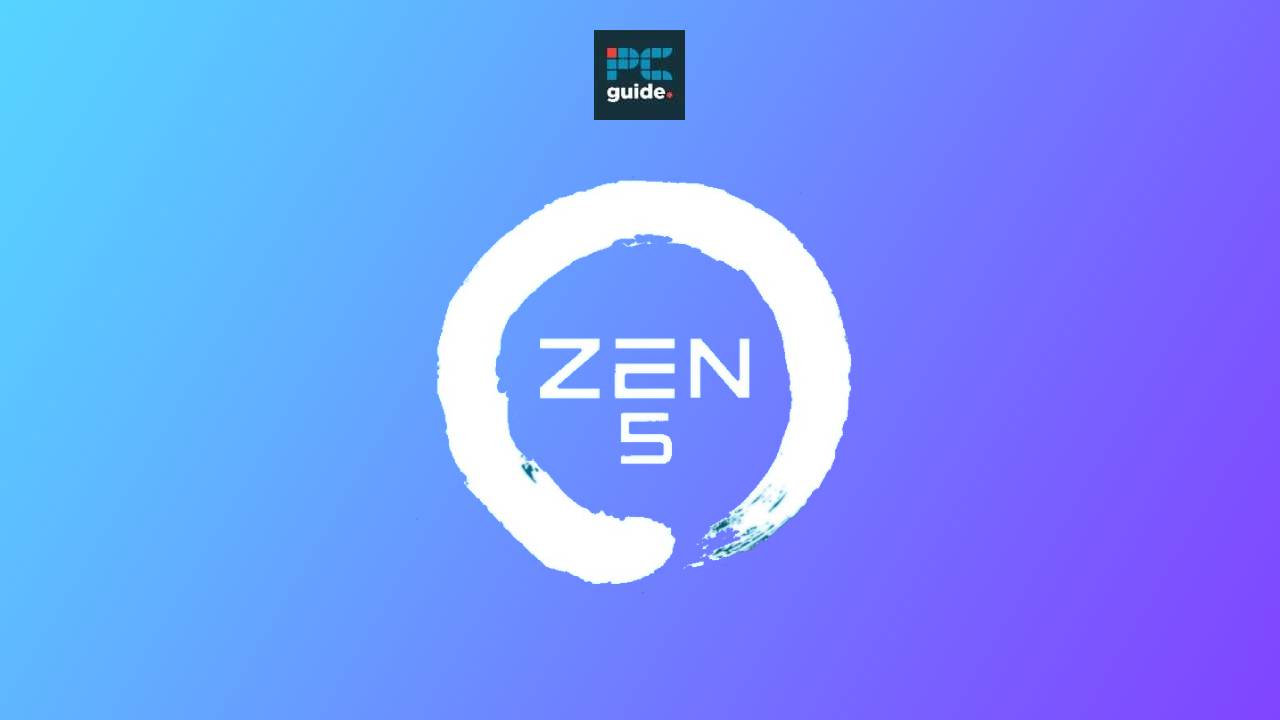 A graphic with a white circular "Zen 5 Granite Ridge" logo centered on a blue gradient background, with a small "guide" icon in the top left corner.