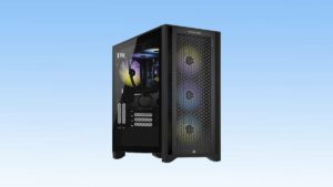 A high-performance gaming pc deal with rgb lighting and a clear side panel.