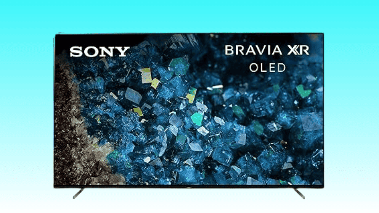 A Sony Bravia XR OLED TV displaying vibrant crystal imagery, now at a deal-breaking price crash.