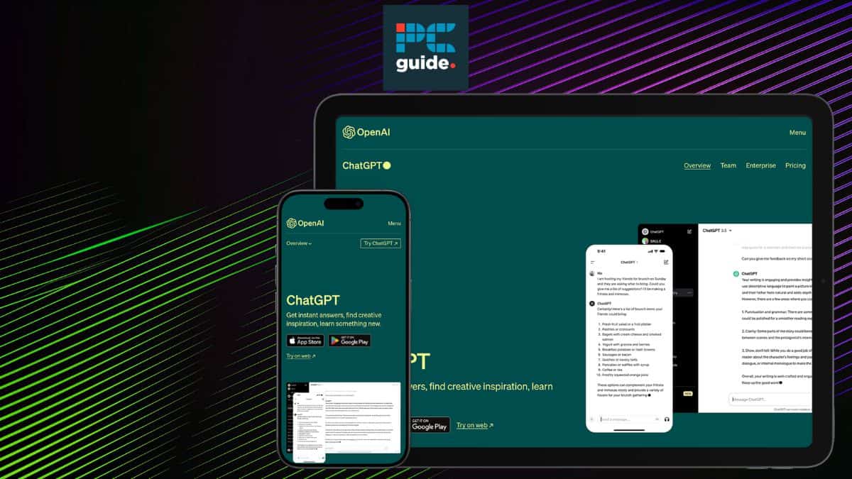GPT-4.5 release date rumors - ChatGPT interface on various devices with a PCG logo