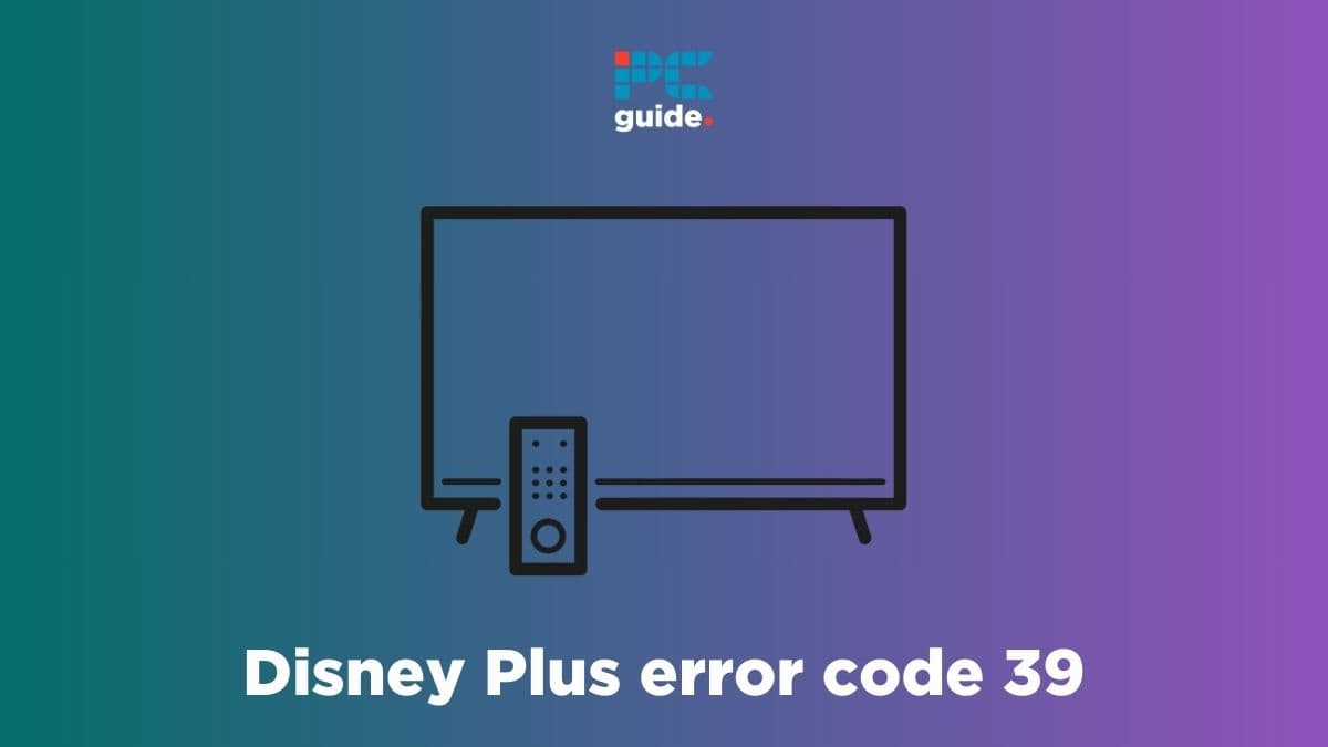 Graphic illustration of a television and remote with text indicating the causes of Disney Plus error code 39.