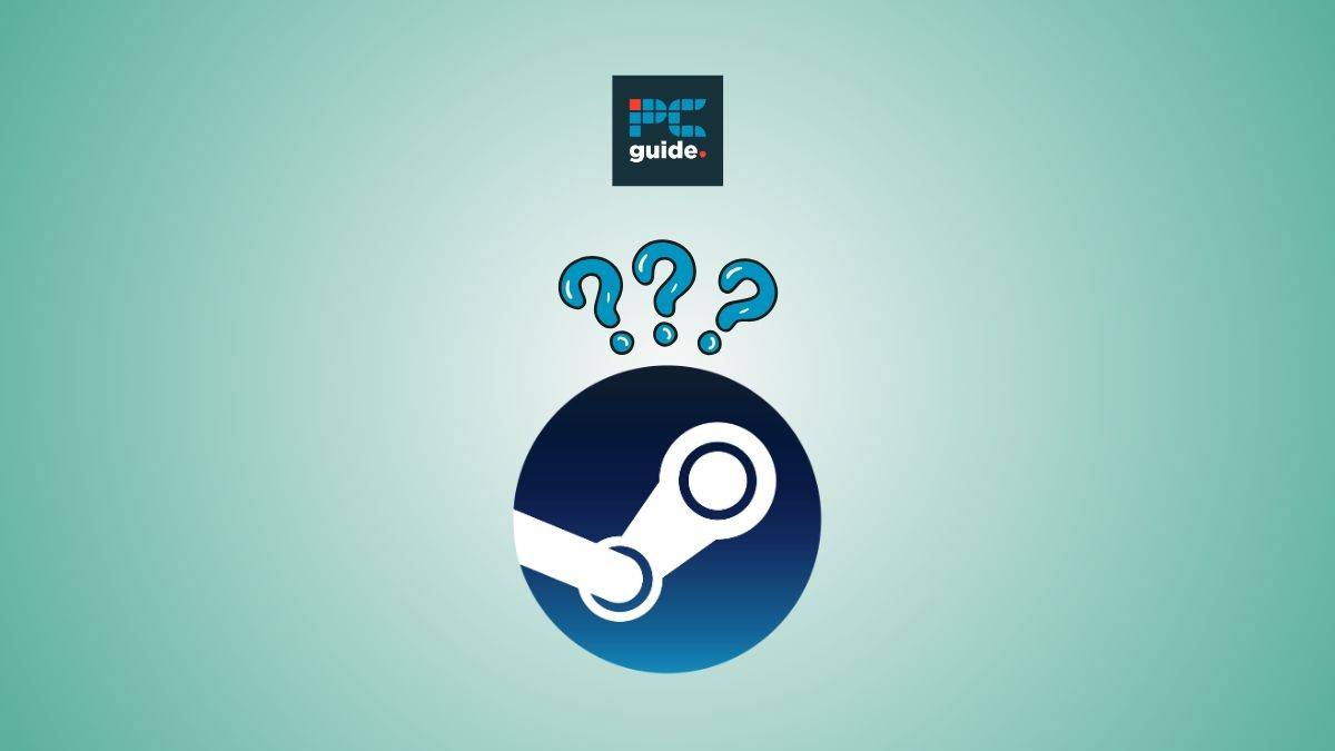 How to see hidden games on Steam. Image shows three question marks above the Steam logo on a green gradient background.