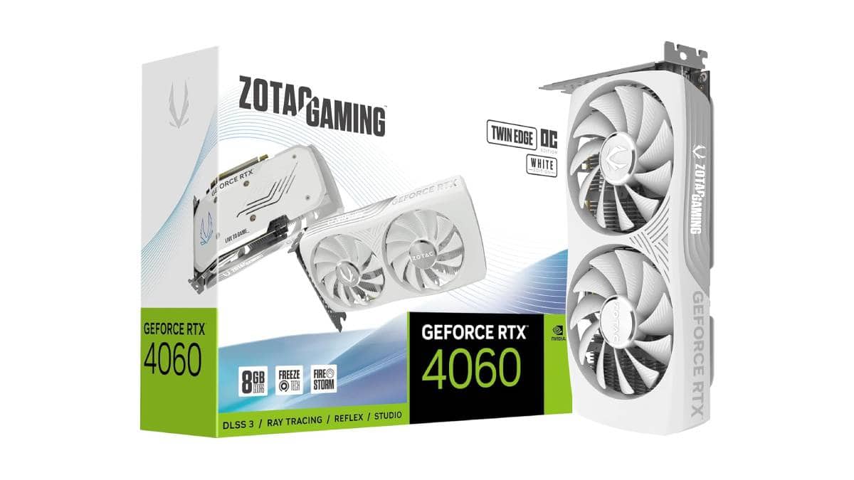 Zotac gaming GeForce RTX 4060 graphics card packaging and product display on Amazon.