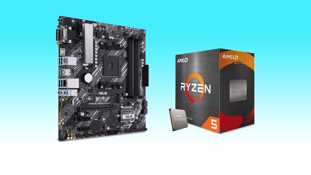 An Asus motherboard and AMD Ryzen 5 CPU bundle.