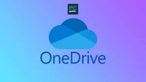 Microsoft OneDrive logo on a blue and purple gradient background with a "guide" icon in the upper left corner, optimized for Windows 11.