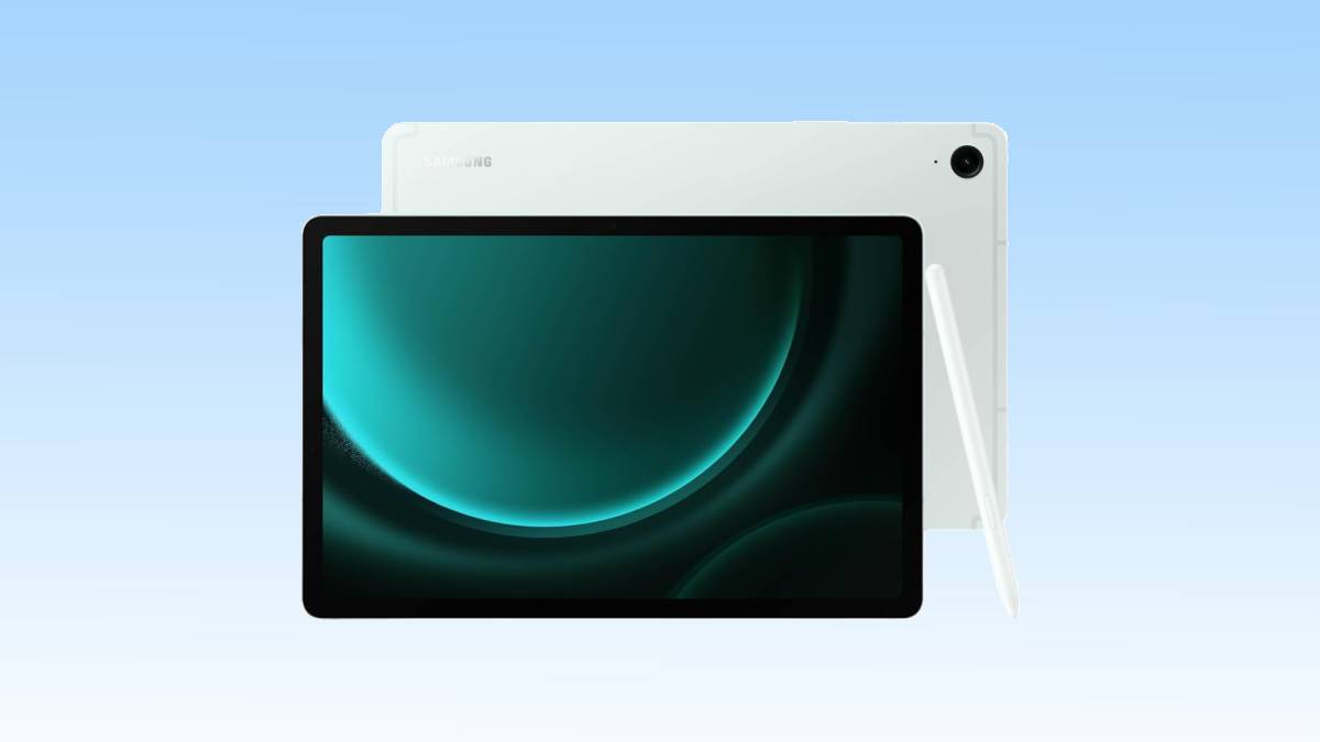 Samsung tablet deal with stylus against a blue background.
