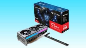 Sapphire RX 7900 XTX gaming graphics card and its packaging.