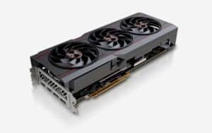 A high-performance Sapphire Radeon RX 7900 XT graphics card with a triple-fan cooling system on a white background.