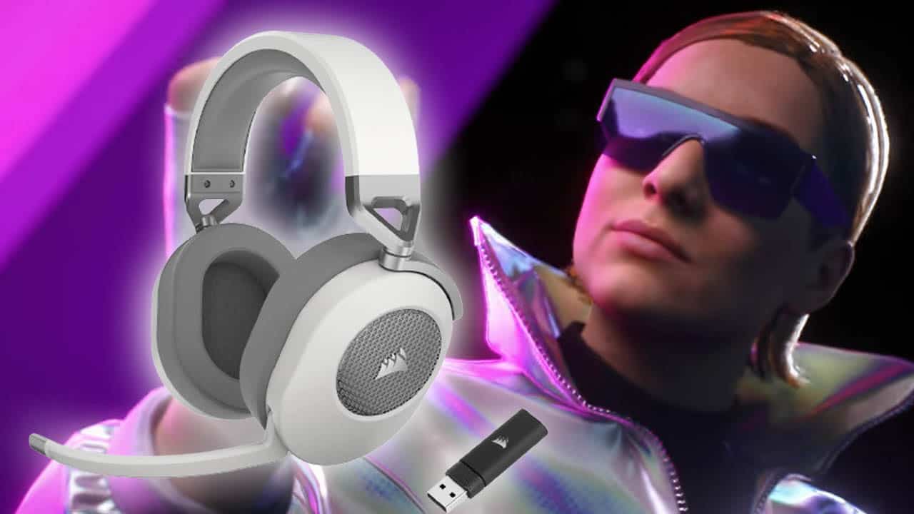 A stylish person wearing sunglasses and a reflective jacket juxtaposed with an image of a wireless gaming headset deal and a USB stick, suggesting a theme of modern technology and music.