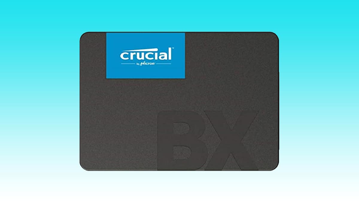 An Auto Draft crucial bx series solid-state drive (ssd) against a blue background.