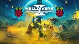 Helldivers 2 Raspberry Pi - image - a Helldivers 2 cover image landscape with Raspberry Pi logos