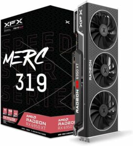 XFX Speedster MERC 319 16GB AMD Radeon RX 6950 XT graphics card with packaging.