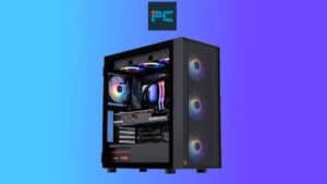 ABS Eurus Aqua Gaming PC with RTX 4090 on a blue purple background