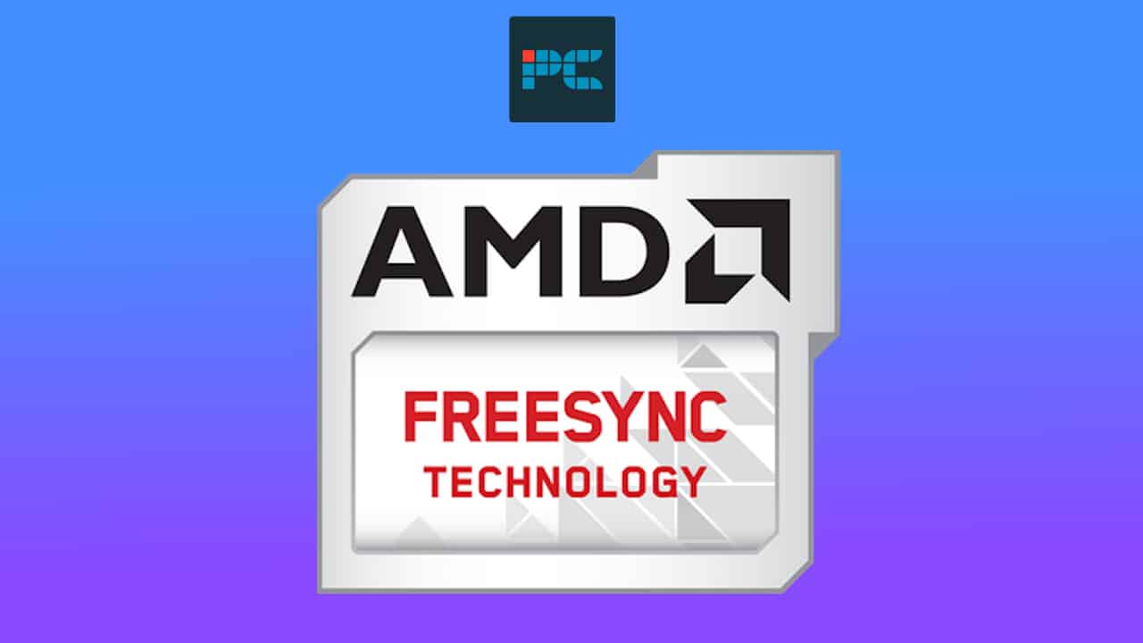 Amd Freesync technology logo on a blue gradient background, highlighting the minimum requirements.