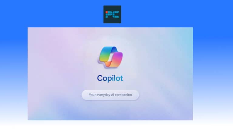 The logo for Copilot on a blue background showcases Microsoft's improvements.