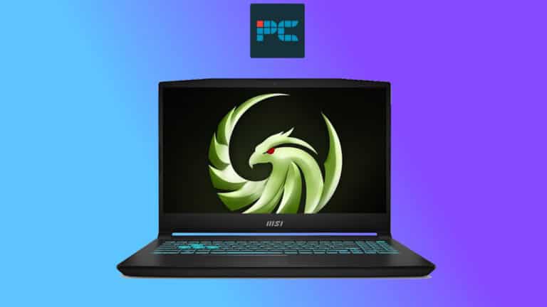 The MSI Bravo 15 Gaming Laptop with RTX 4060 on a blue background