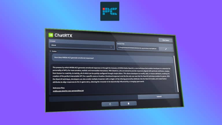Nvidia Chat with RTX program on a blue background