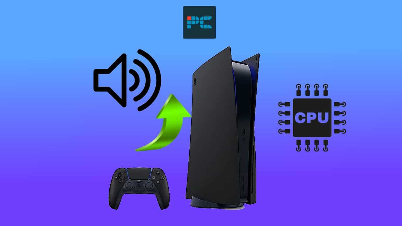Graphic illustration showcasing a gaming console with its wireless controller, emphasizing RAM, audio output, sd card usage, and its central processing unit (CPU).