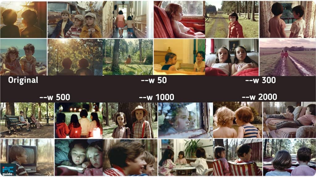 A collage showcasing image compression quality at various Midjourney simulation sizes, from original to 2000.
