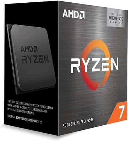 AMD Ryzen 7 5800X3D 8-core processor retail box.