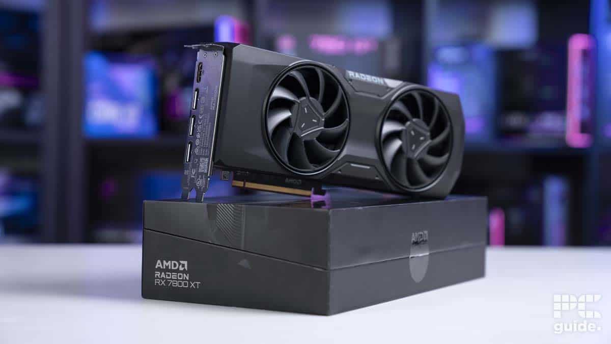 AMD RX 7800 XT on box, Image by PC Guide
