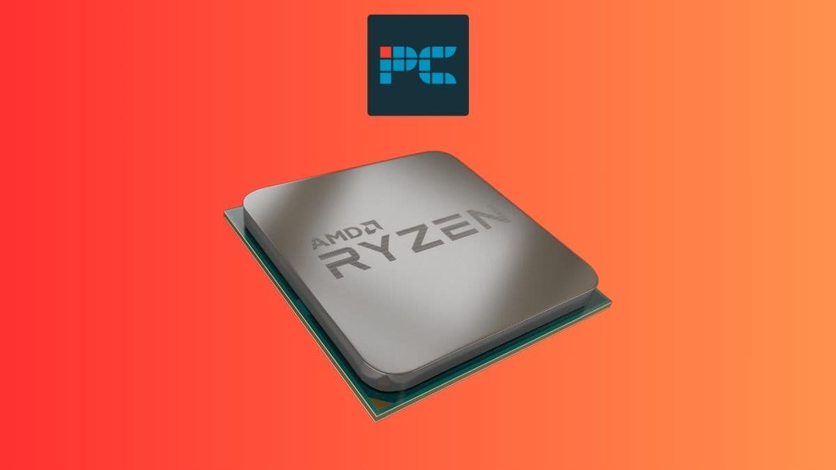 AMD Ryzen CPU on an orange background