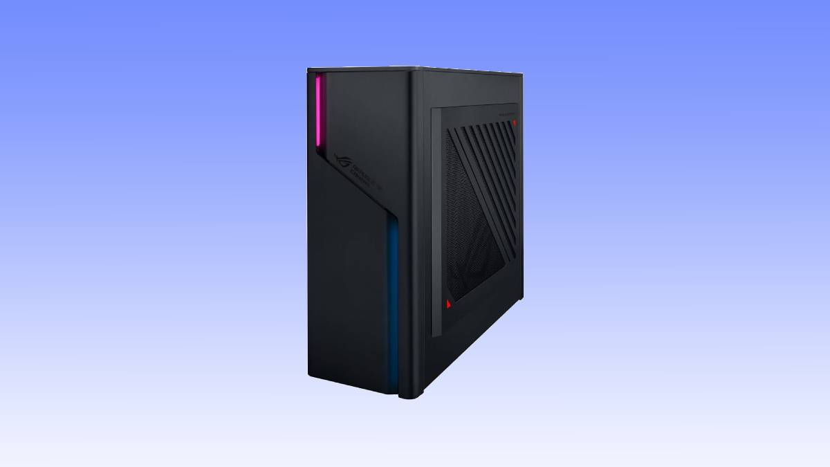 A modern gaming desktop pc deal with rgb lighting on a blue background.