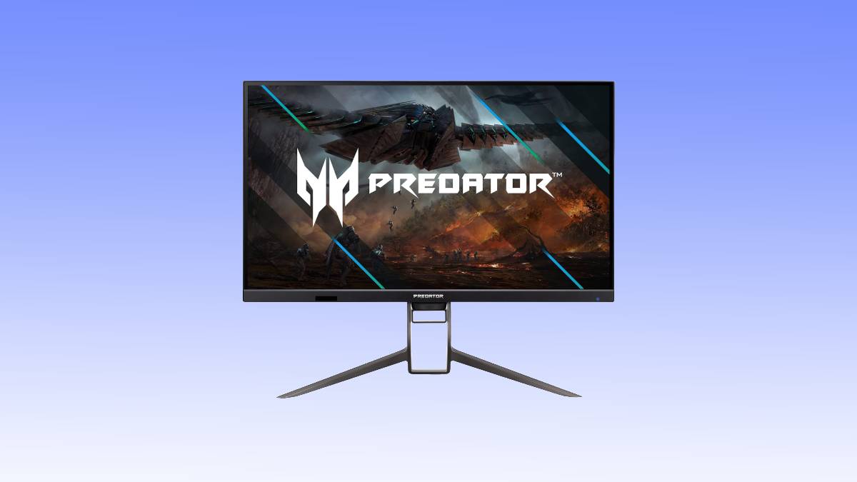 A predator gaming monitor deal displaying a fiery fantasy scene.