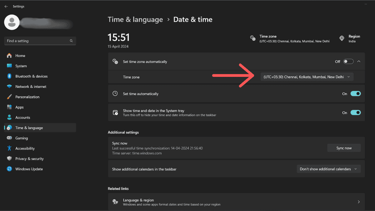 how to change time zone in discord