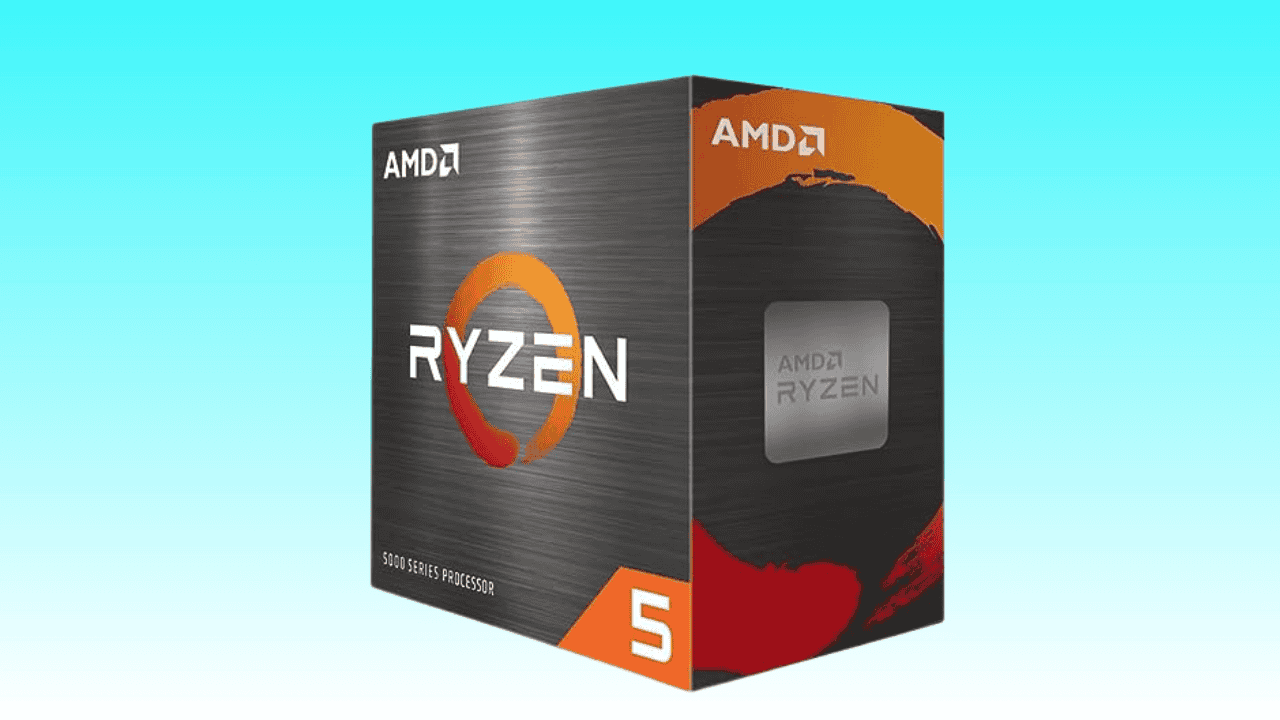 Retail packaging for an AMD Ryzen 5 5600 series desktop processor, suitable for a budget build.
