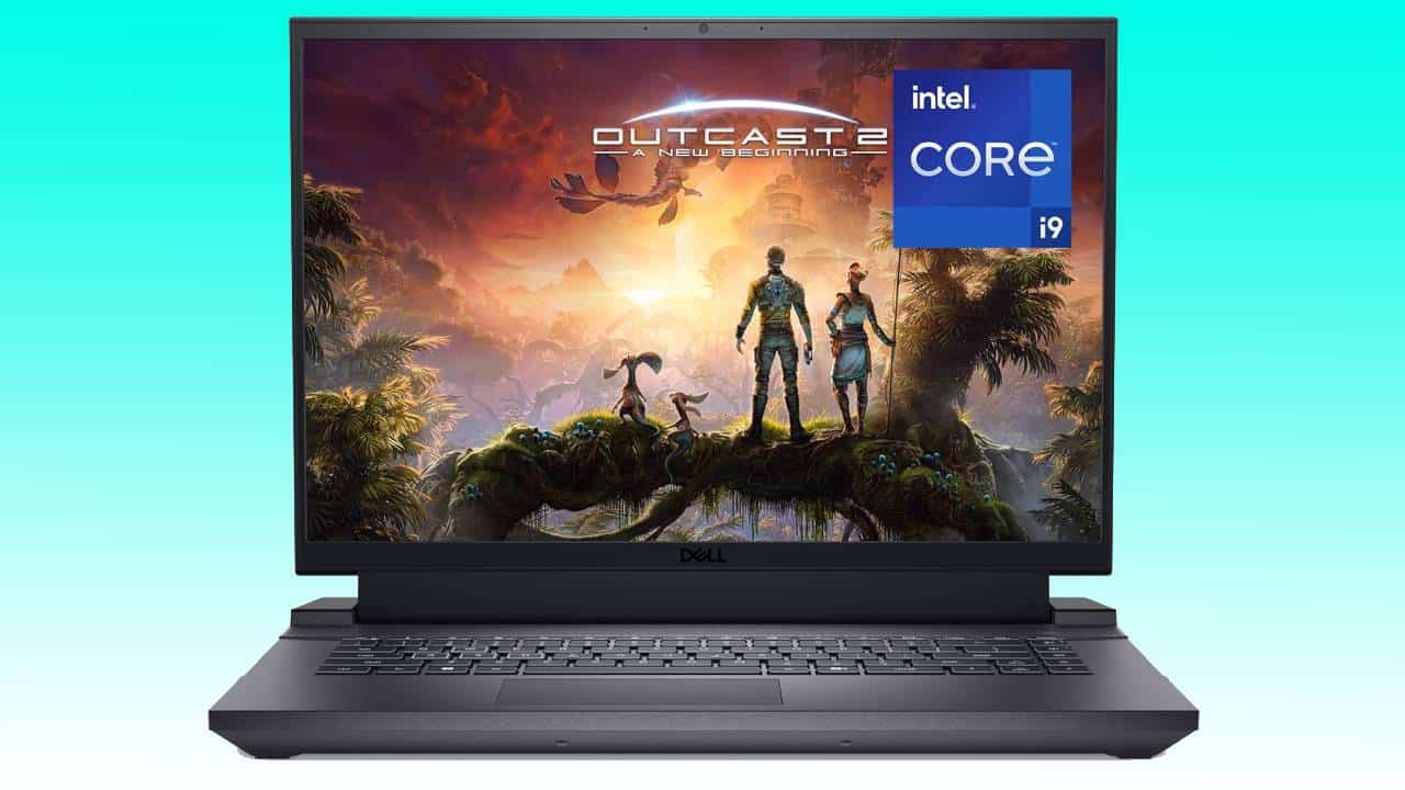 A dell laptop displaying the game "Auto Draft" with an intel core i9 processor sticker on the screen bezel.