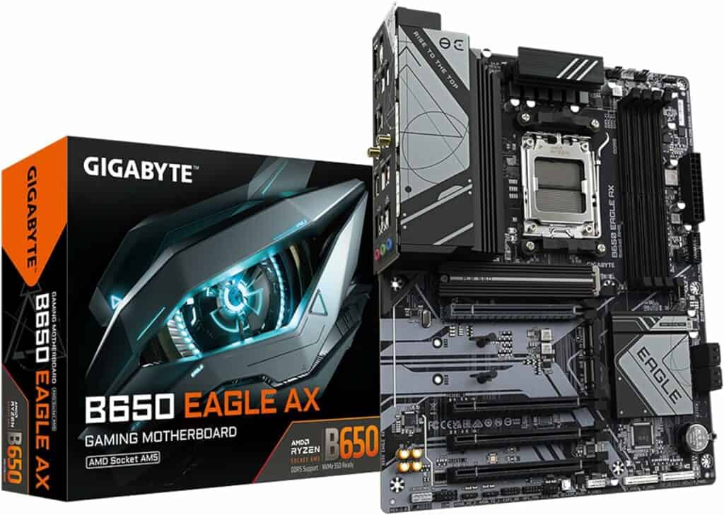 GIGABYTE B650 Eagle AX gaming motherboard with AMD socket AM5.