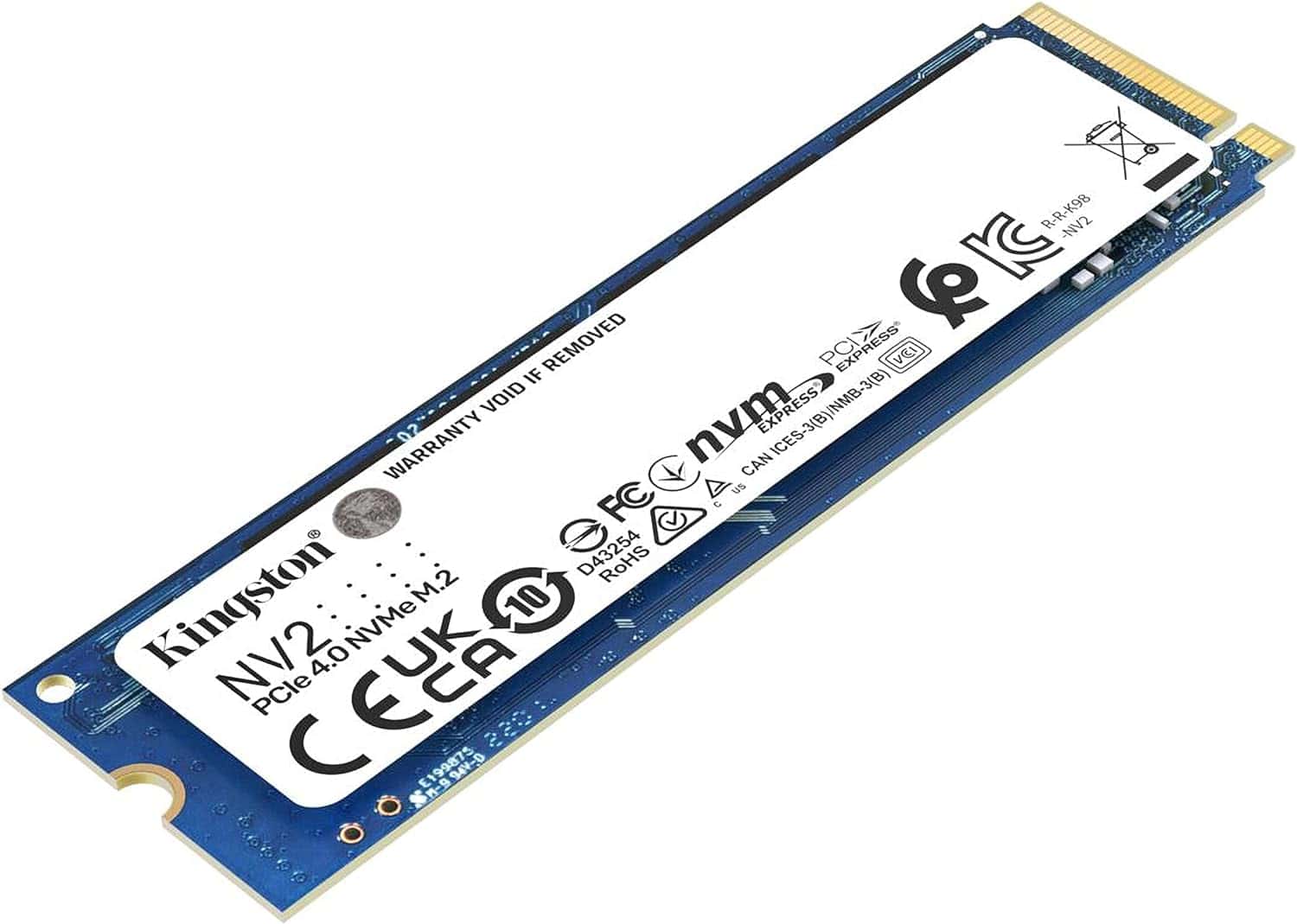 Kingston NV2 1TB M.2 NVMe Internal SSD on white background.