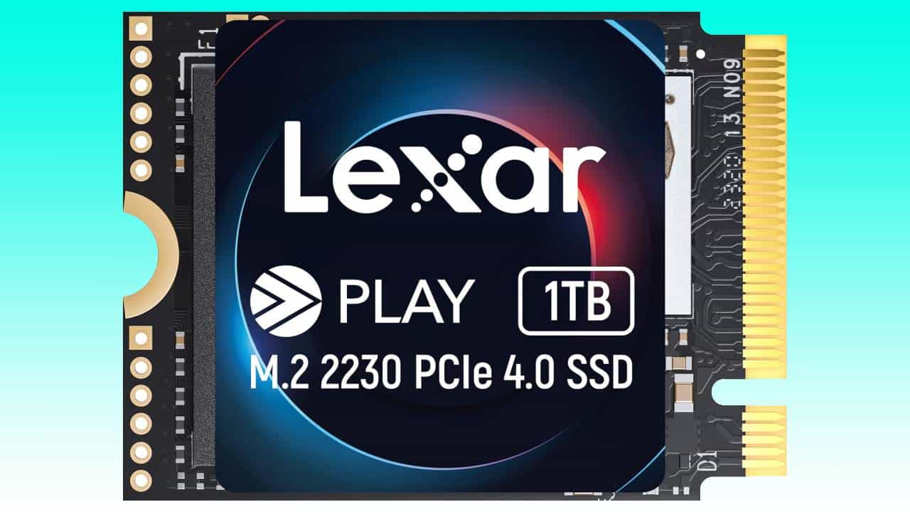 1TB Lexar Play M.2 2230 PCIe 4.0 SSD module upgrade storage for handheld gaming PC.