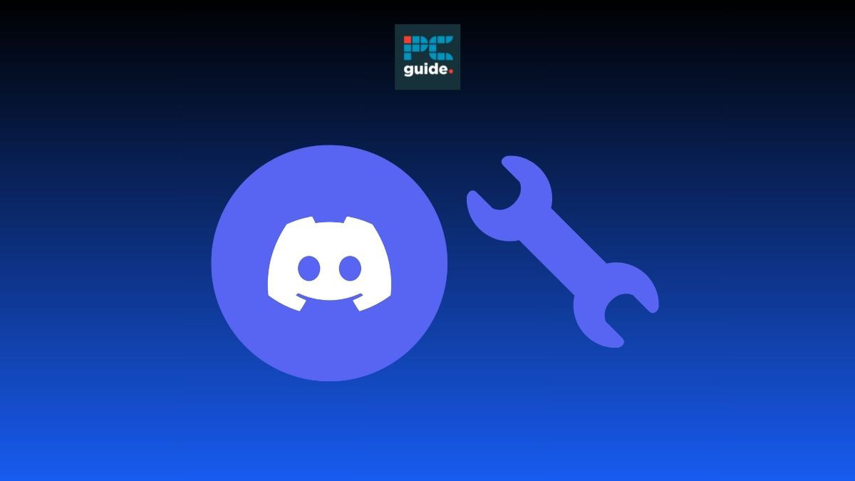 Image shows the Discord logo on a blue background below the PC guide logo