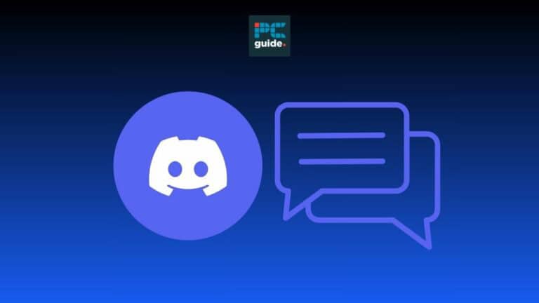 Image shows the Discord logo on a blue background below the PC guide logo