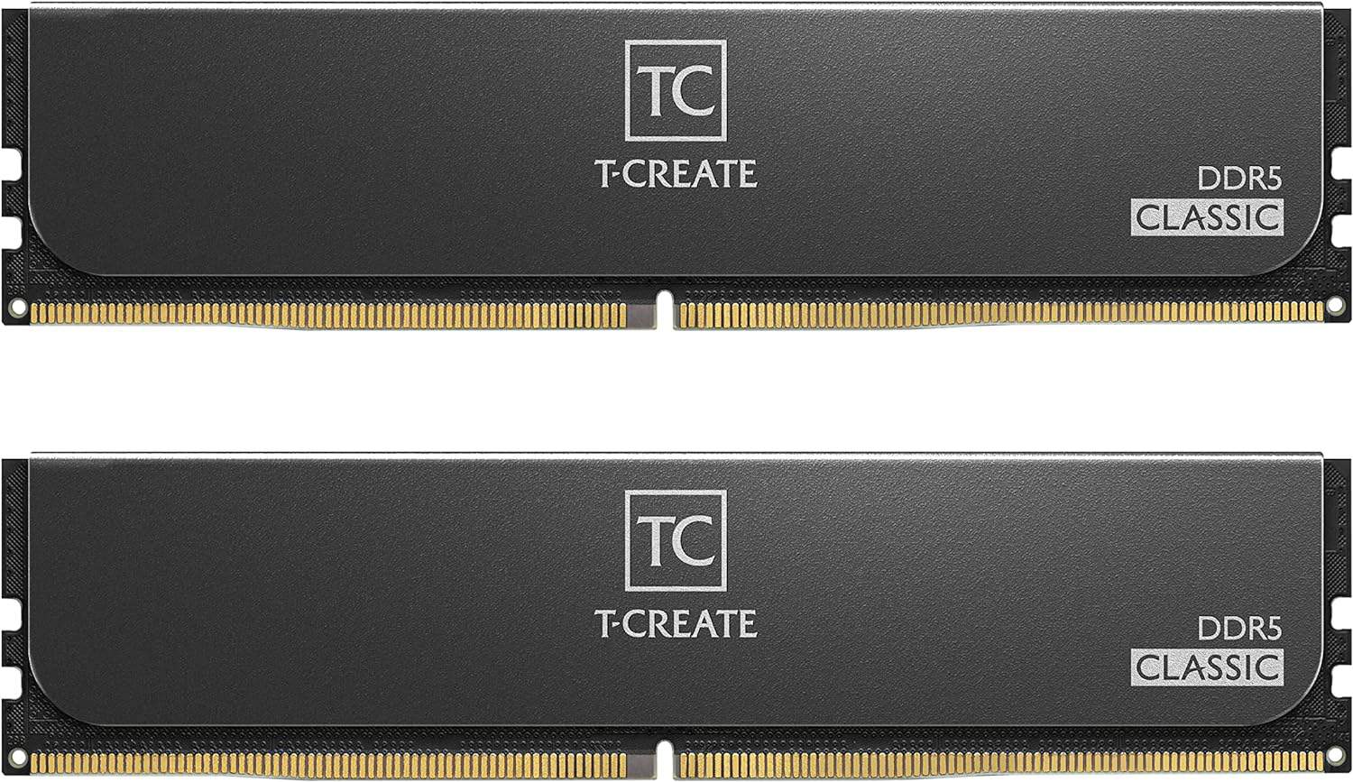 Two TEAMGROUP T-Create Classic DDR5 32GB Kit ram modules side by side.