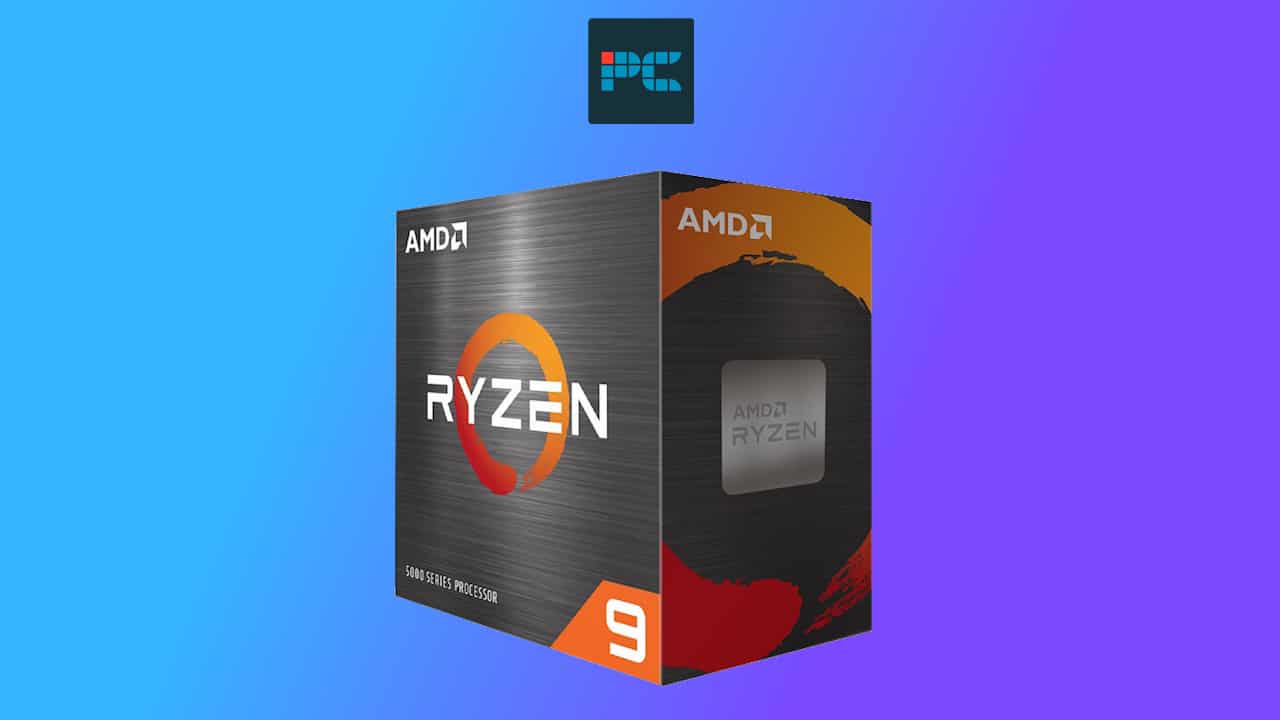 AMD Ryzen 9 5950X processor box on a blue-purple gradient background, available at 51% off.
